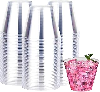 RACETOP 9 oz 200 packs Clear Disposable Plastic Cups, Durable Plastic Cups Tumblers, Perfect for Parties, Gatherings, Wedding and Festival Events