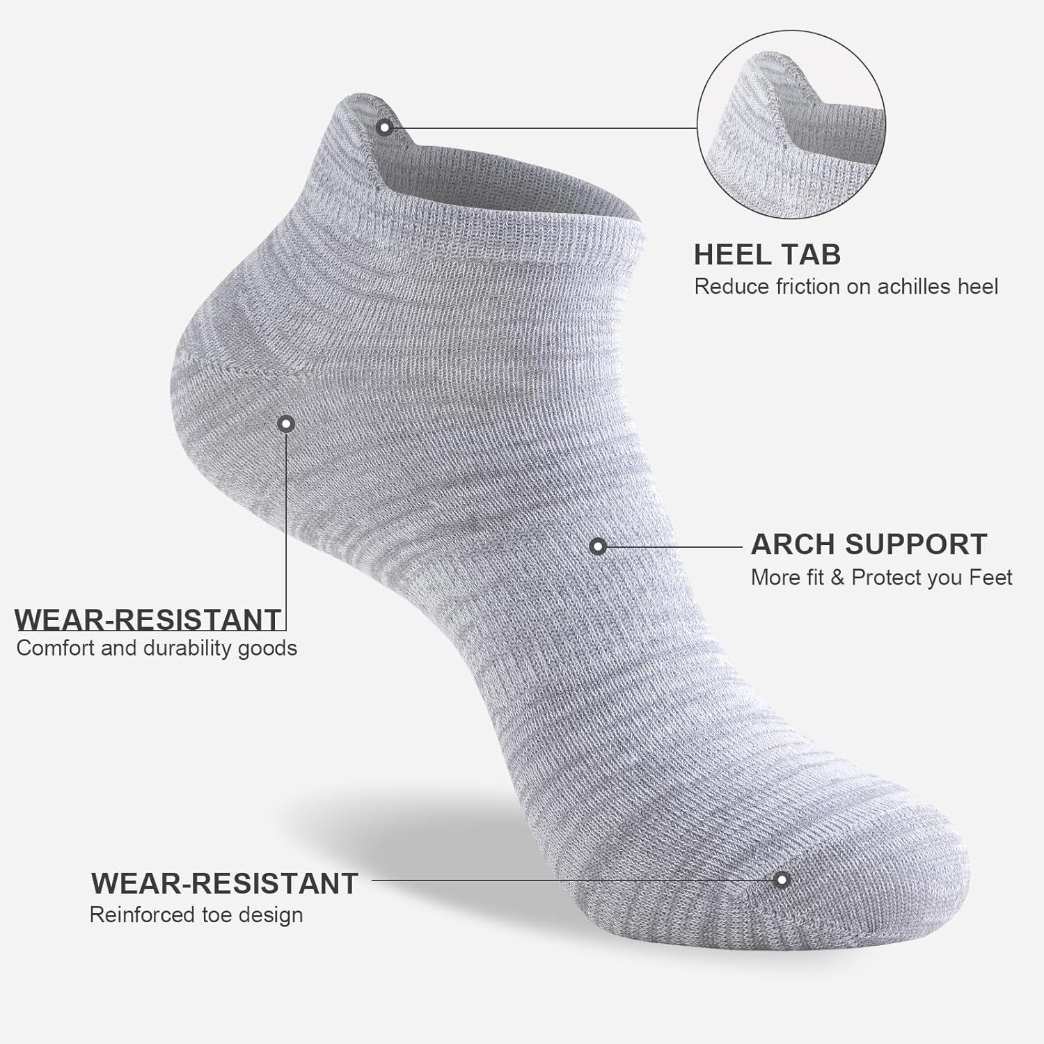 Ankle Socks for Men and Women, 6 Pairs Bamboo Sports Summer Anti Blister Running Breathable Low Cut-2