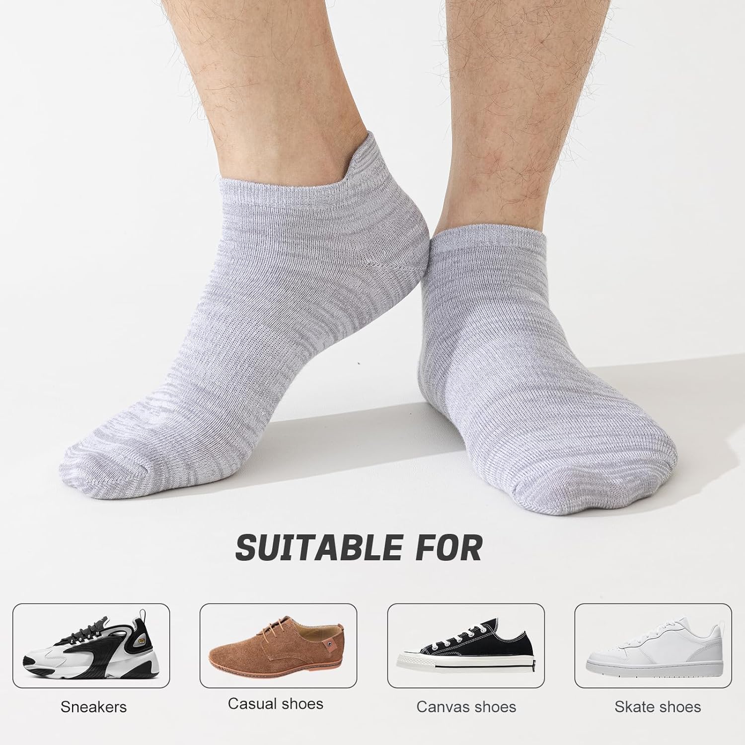 Ankle Socks for Men and Women, 6 Pairs Bamboo Sports Summer Anti Blister Running Breathable Low Cut-6