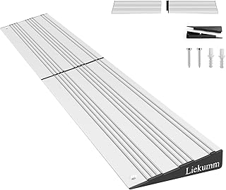 LIEKUMM 1 Inch Rise Threshold Ramp, 11000lbs Capacity Doorway Ramp for Wheelchairs, Aluminum Non Slip Door Threshold Ramp for Home Steps, Garage, Entry, Stairs, Silver