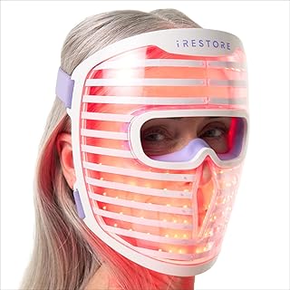 iRestore LED Face Mask Light Therapy | Blue, Infrared & Red Light Therapy for Face | Illumina Skincare Device Facemask - Youthful Radiant Skin with Reduced Wrinkles, Fine Lines | Contour | 360 LEDs