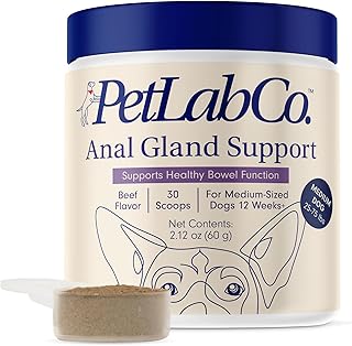 PetLab Co. Anal Gland Support Tailored Powder – Supports Anal Gland Health and Optimizes Stool Consistency - Easy to Use - Helps Target Scooting & Fishy Rears – for Medium Dogs