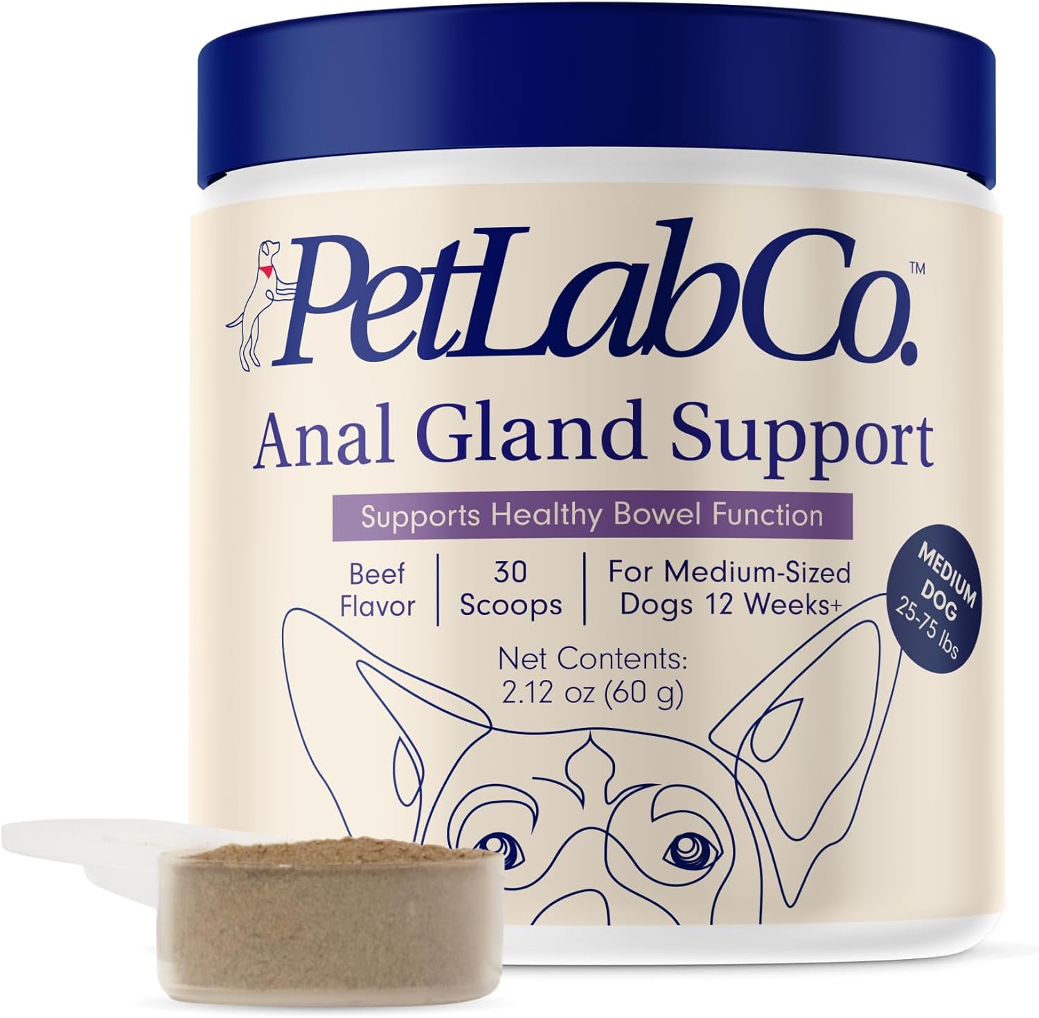 PetLab Co. Anal Gland Support Tailored Powder – Supports Anal Gland Health and Optimizes Stool Consistency - Easy to Use - Helps Target Scooting & Fishy Rears – for Medium Dogs-0