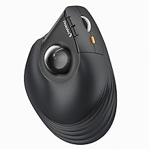 ProtoArc Vertical Wireless Trackball Mouse, EM05 NL Bluetooth Ergonomic Rollerball Mouse Rechargeable Computer Laptop Thumb Mouse, 3 Device Connection, Compatible with iPad, Mac, Windows, PC-Gray