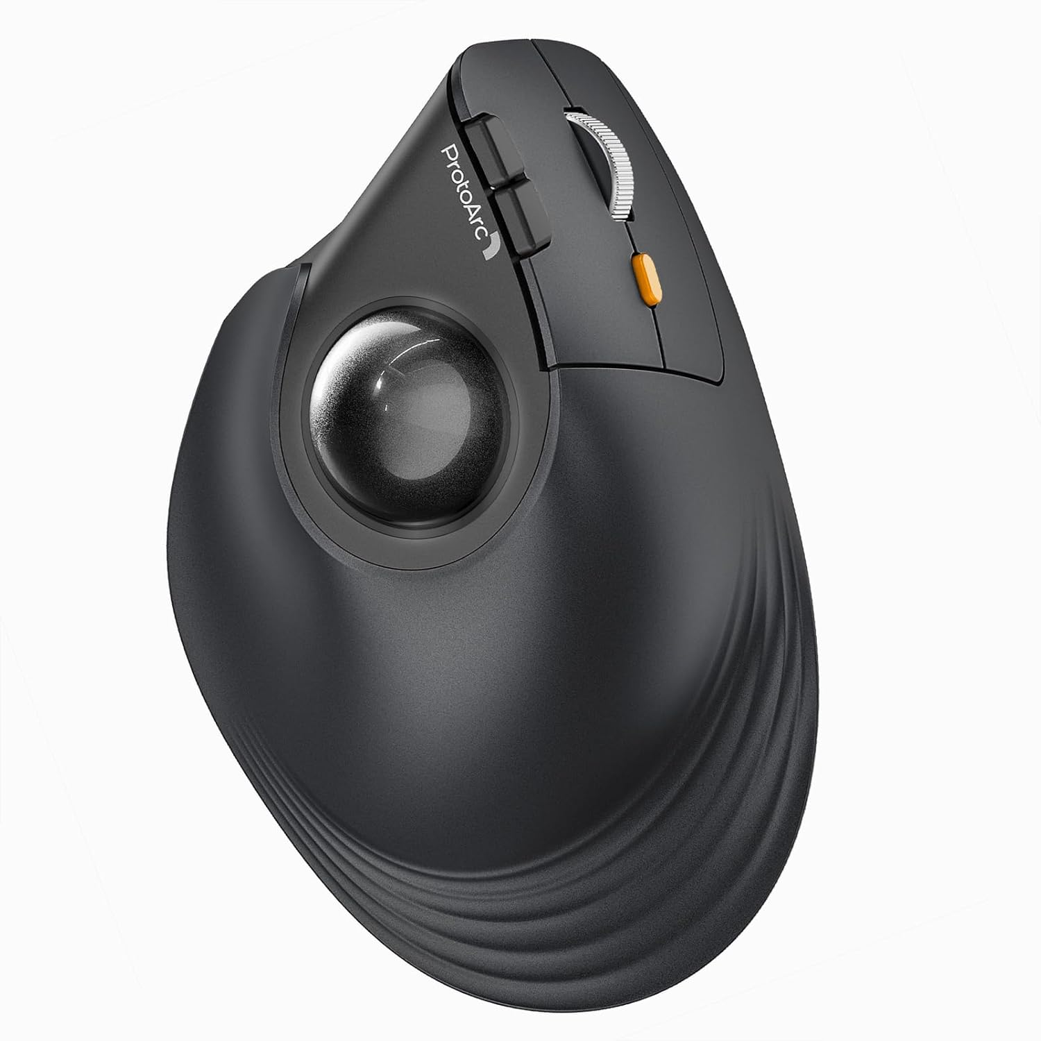 ProtoArc Vertical Wireless Trackball Mouse, EM05 NL Bluetooth Ergonomic Rollerball Mouse Rechargeable Computer Laptop Thumb Mouse, 3 Device Connection, Compatible with iPad, Mac, Windows, PC-Gray-0