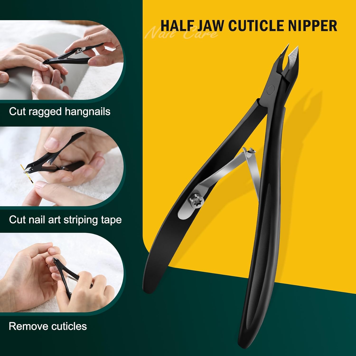 FVION 4mm Jaw Professional Cuticle Nippers, Salon-Quality Cuticle Trimmers for Precision Nail Care, Premium Stainless Steel Cuticle Clipper Cuticle Remover Tool - Black-3