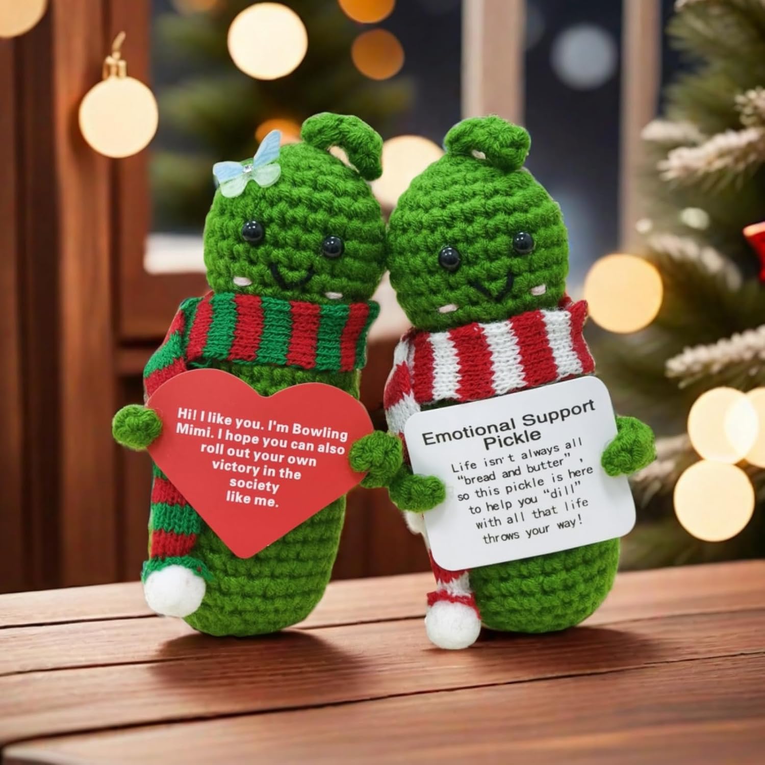 2 Pcs Emotional Support Pickle Dolls 2024, Positive Crochet Animals Plush Mini Cute Funny Knitting Gifts for Women Best Friend Coworker（5" Cucumbers）-3