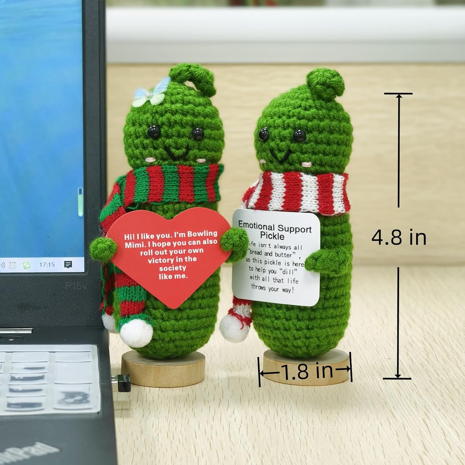 2 Pcs Emotional Support Pickle Dolls 2024, Positive Crochet Animals Plush Mini Cute Funny Knitting Gifts for Women Best Friend Coworker（5" Cucumbers）-5