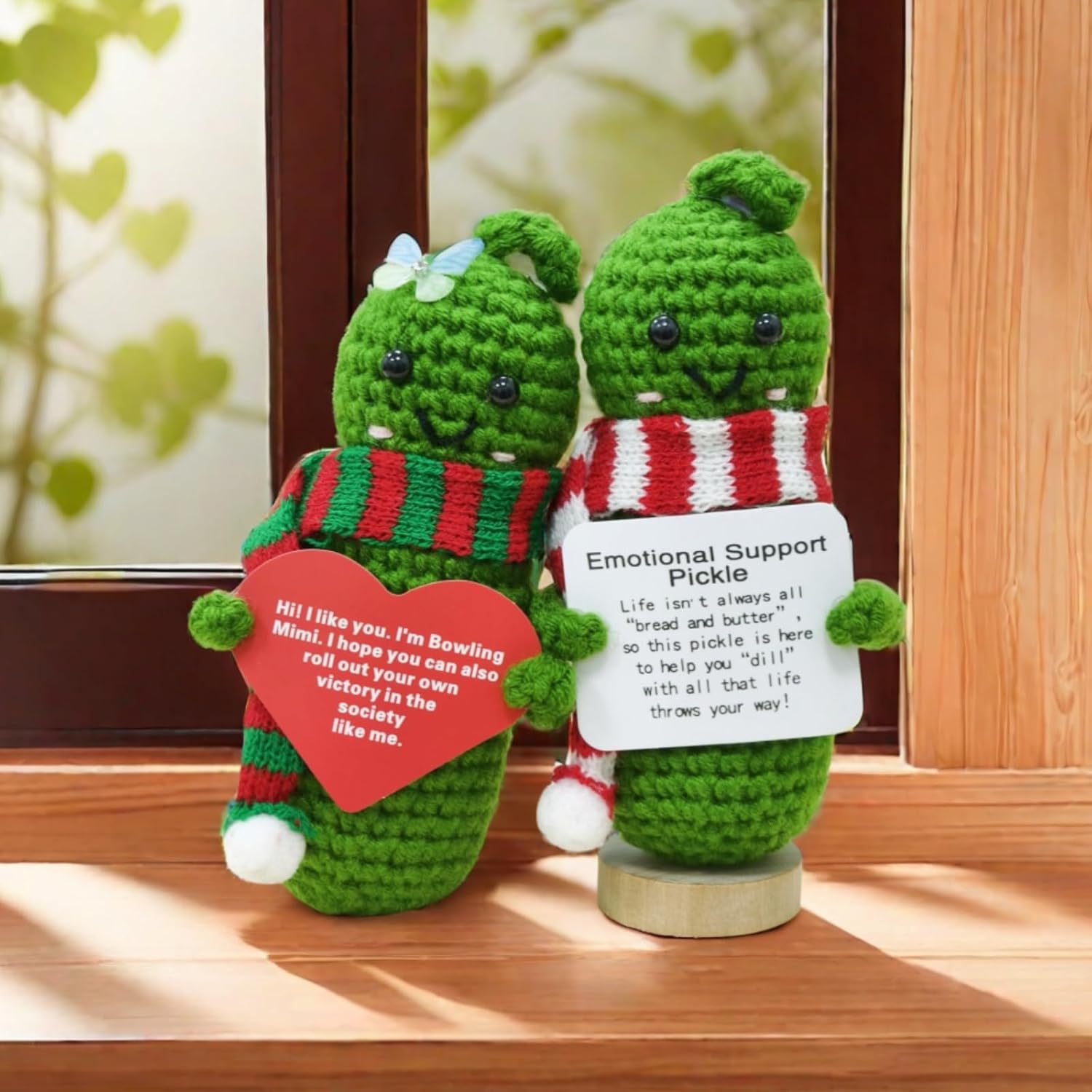 2 Pcs Emotional Support Pickle Dolls 2024, Positive Crochet Animals Plush Mini Cute Funny Knitting Gifts for Women Best Friend Coworker（5" Cucumbers）-8