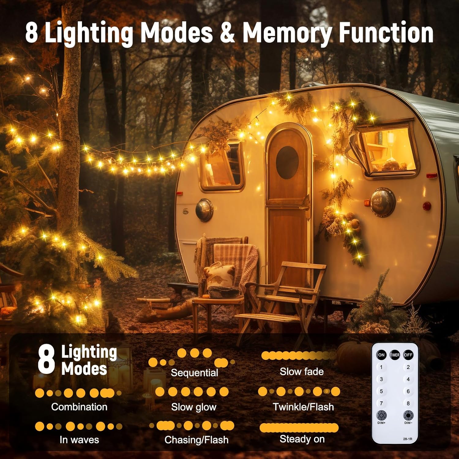 Minetom 100 LED String Lights - 39.5 Ft USB Plug in Twinkle Fairy Lights with 8 Modes and Remote, Indoor String Lights for Bedroom Classroom Christmas Tree Party Wedding Decorations, Warm White-1