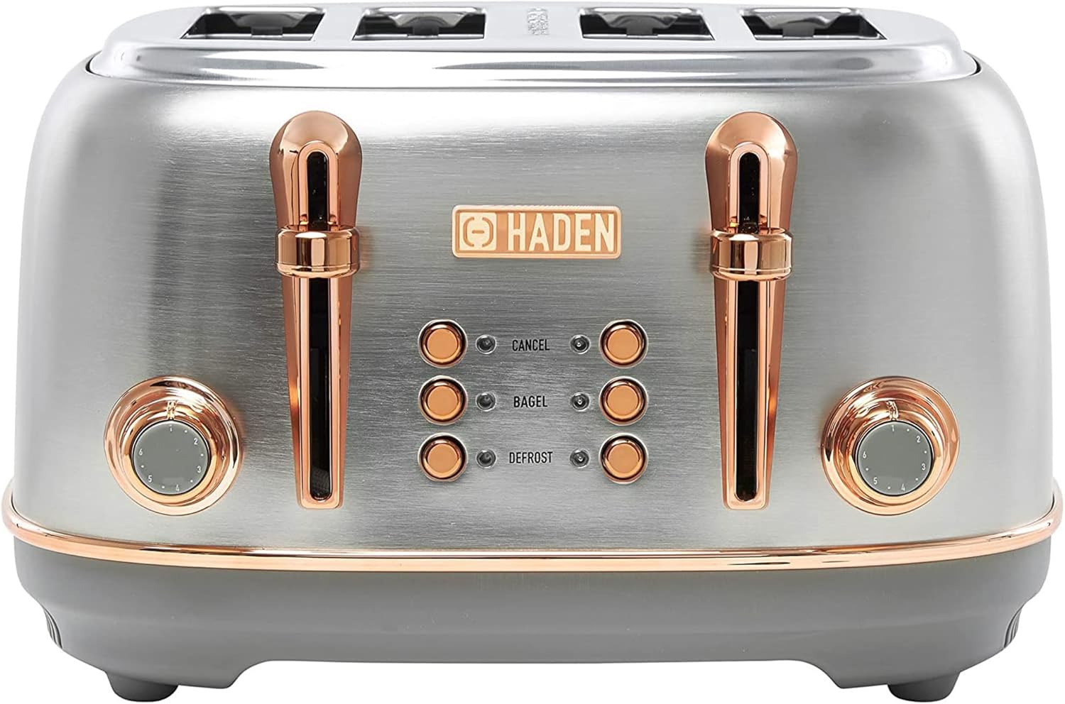 Haden Heritage 4 Slice Wide Slot Stainless Steel Toaster Bundled with 1.7 Liter Stainless Steel Electric Water Kettle, Steel & Copper-1