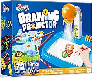 Klever Kits Drawing Projector for Kids with 72 Graphics and Scratch Paper, Drawing Board with Light, Christmas Birthday Gift for Boys & Girls Ages 3+