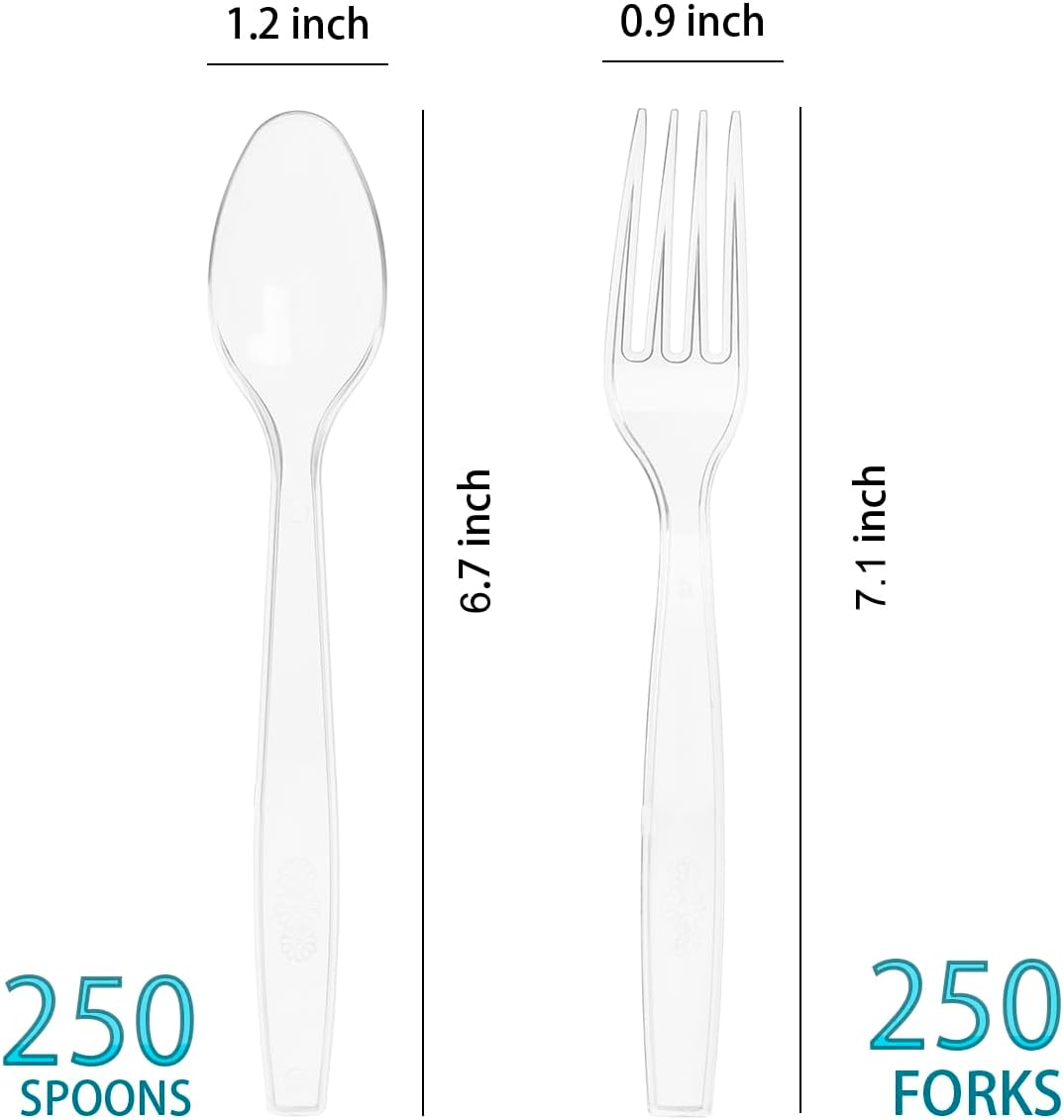 500 Count Plastic Silverware, Heavy Weight Plastic Forks Spoons Disposable Utensils Cutlery Set for Wedding Party Supplies Everyday Use-1