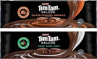 Tim Tam Deluxe Chocolate Biscuits 2 Pack - Salted Caramel Brownie 175g & Dark Choc Mint 175g