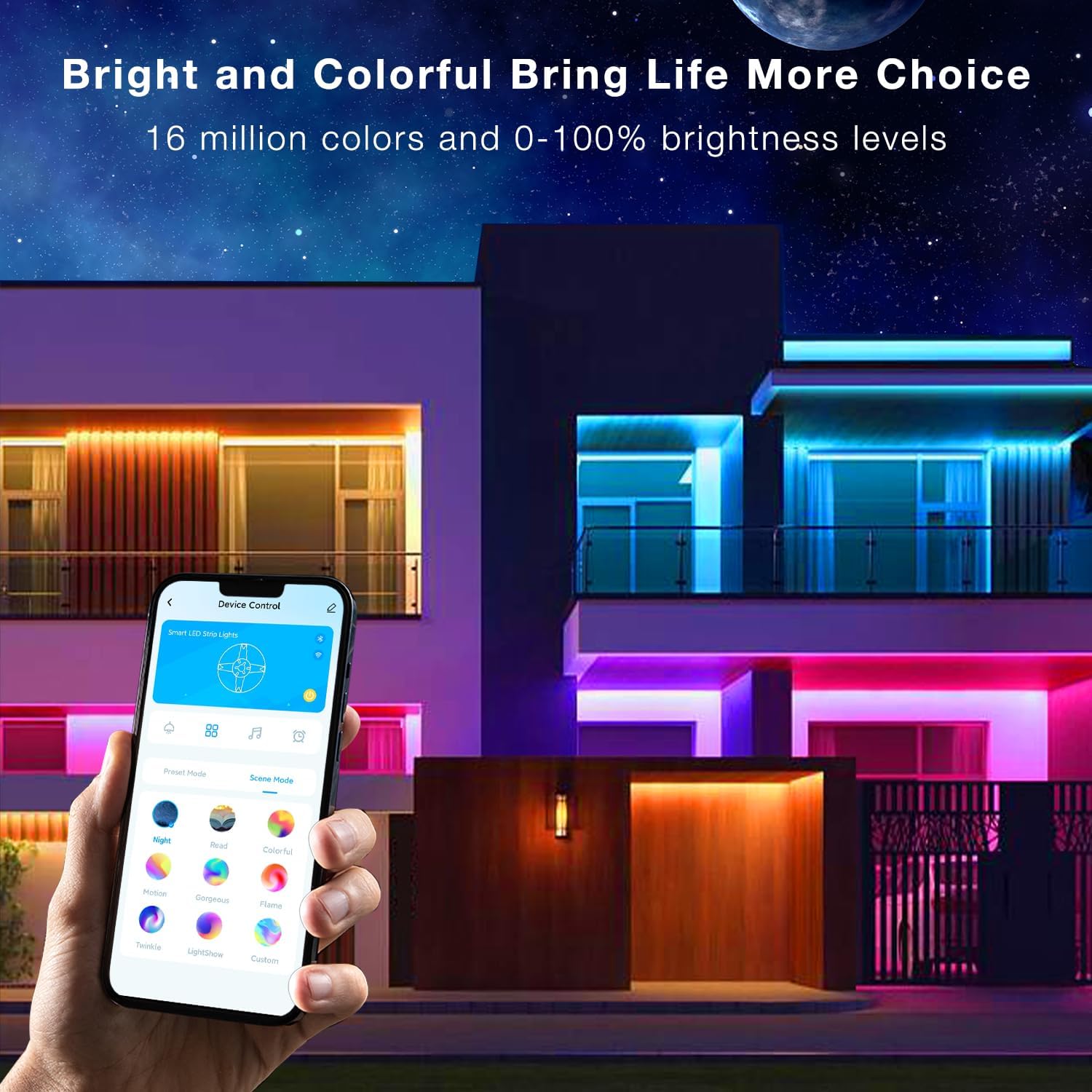 DAYBETTER 100 ft Outdoor LED Strip Lights Waterproof,IP67 Waterproof LED Light Strips with Remote,APP Music Sync RGB Exterior LED Rope Lights,Color Changing LED Lights for Bedroom,Roof,Balcony,Pool-3