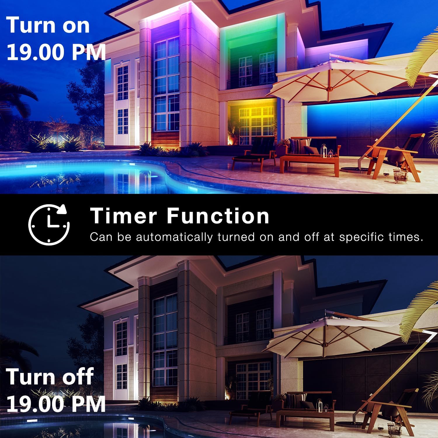 DAYBETTER 100 ft Outdoor LED Strip Lights Waterproof,IP67 Waterproof LED Light Strips with Remote,APP Music Sync RGB Exterior LED Rope Lights,Color Changing LED Lights for Bedroom,Roof,Balcony,Pool-5