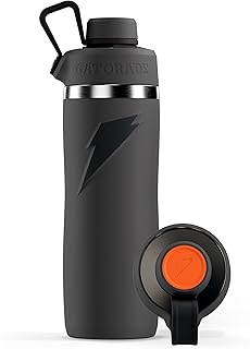 Gatorade Overtime 22 oz Stainless Steel Bottle, Twist Cap, Grey, 24+ Hour Insulation