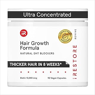 iRestore Hair Growth Supplement – Natural DHT Blockers & Multivitamin Blend – Vegan, Non-GMO, 90 Capsules – Supports Thicker, Stronger Hair for Men and Women – 2-Pack