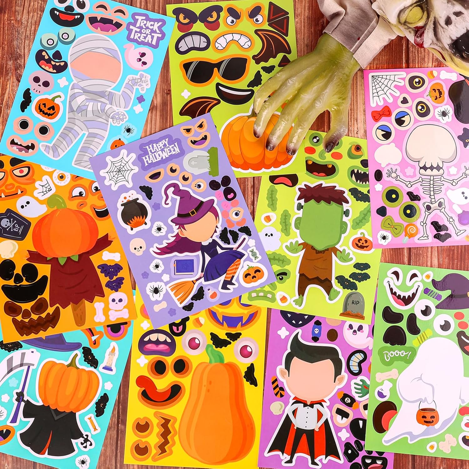 Halloween Stickers for Kids 50 Sheets, Halloween Party Games Stickers, DIY Halloween Crafts Make a Face Halloween Stickers, Kids Halloween Toys Gifts Treats Decorations Activities Party Favors-5