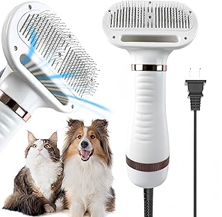 2-in-1 Dog Bath Brush Dryer & Dog Blow Dryer, Pet Grooming Dryer with Slicker Brush for Dogs, Dog Grooming Kit, Quiet & Portable Pet Supplies for Dog Bath and Grooming