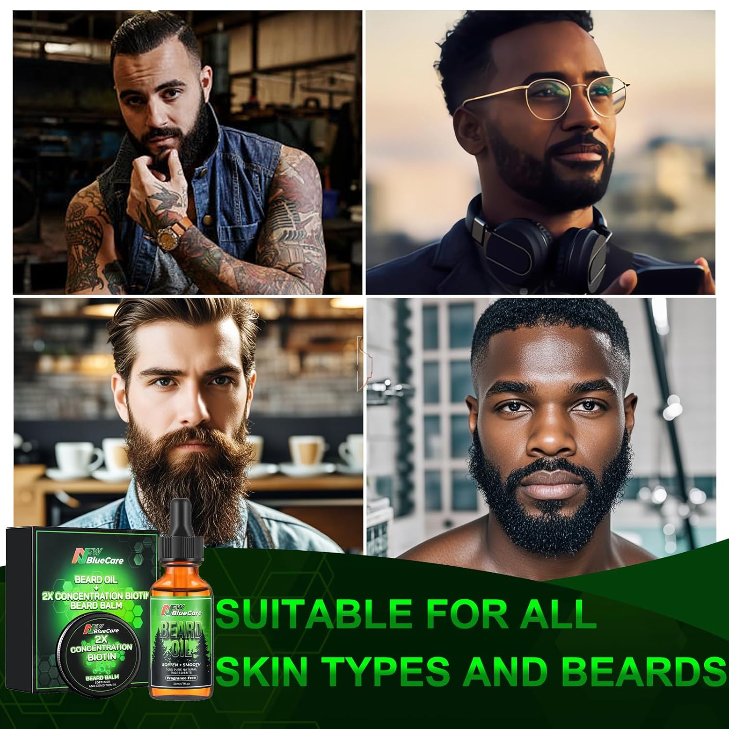 Beard Oil and Beard Balm for Men -Unscented Beard Growth Kit for Men Soften and Moisture - Natural & Organic Jojoba, Argan, Shea Butter - Beard Care Kit for Dad, Husband, Boyfriend-5