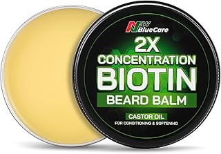 2X Thickening Biotin Beard Balm-Styles, Growth, Strengthens & Softens Beards and Mustaches - Natural Beard Conditioner Wax with Organic Shea Butter, Argan & Jojoba Oils