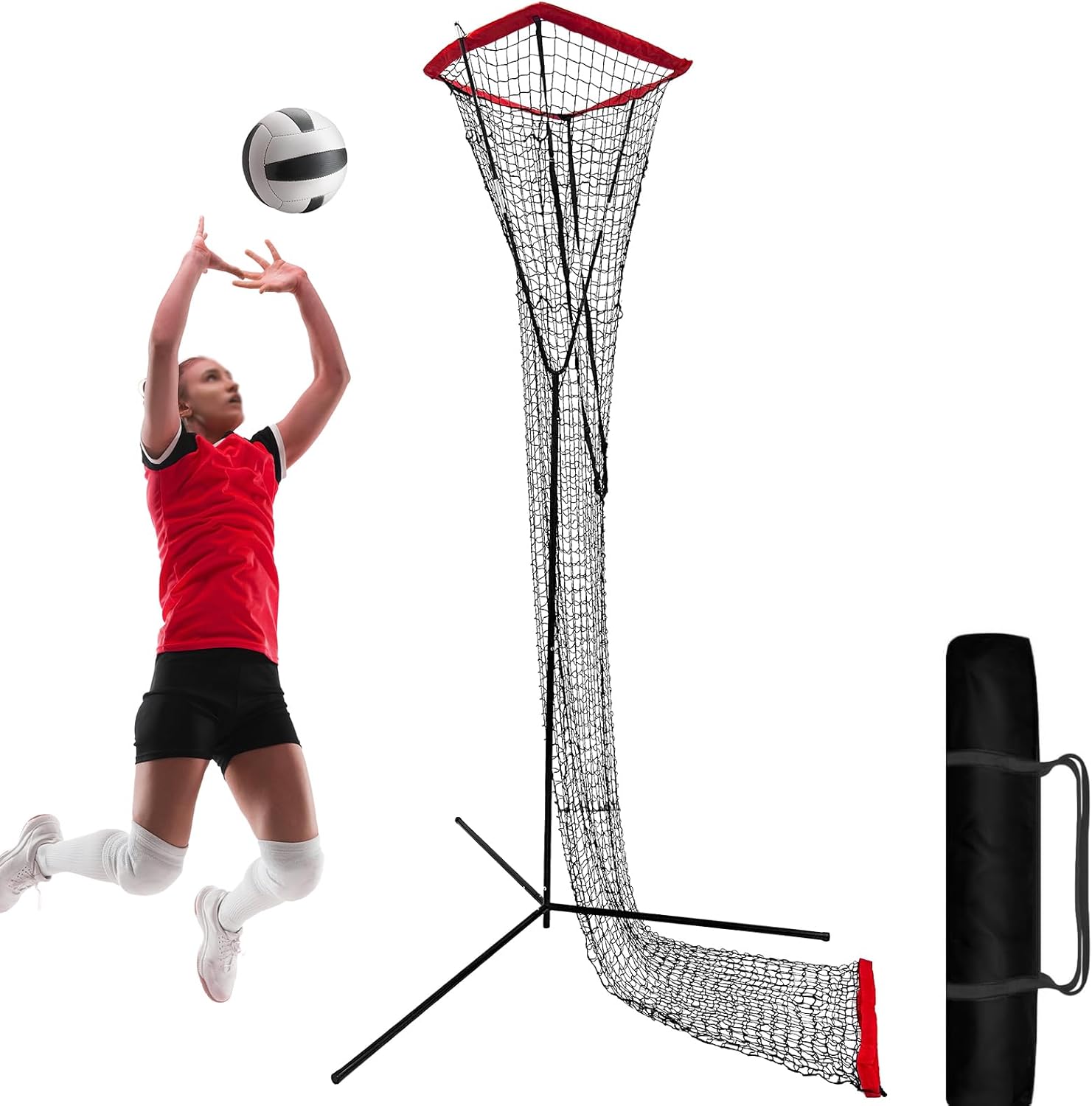 Volleyball Setter Trainer Net, Adjustable Height Volleyball Setter Training Equipment Great for Indoor and Outdoor Practice, Volleyball Rebounder Ideal for Serving, Spiking, Setting-0