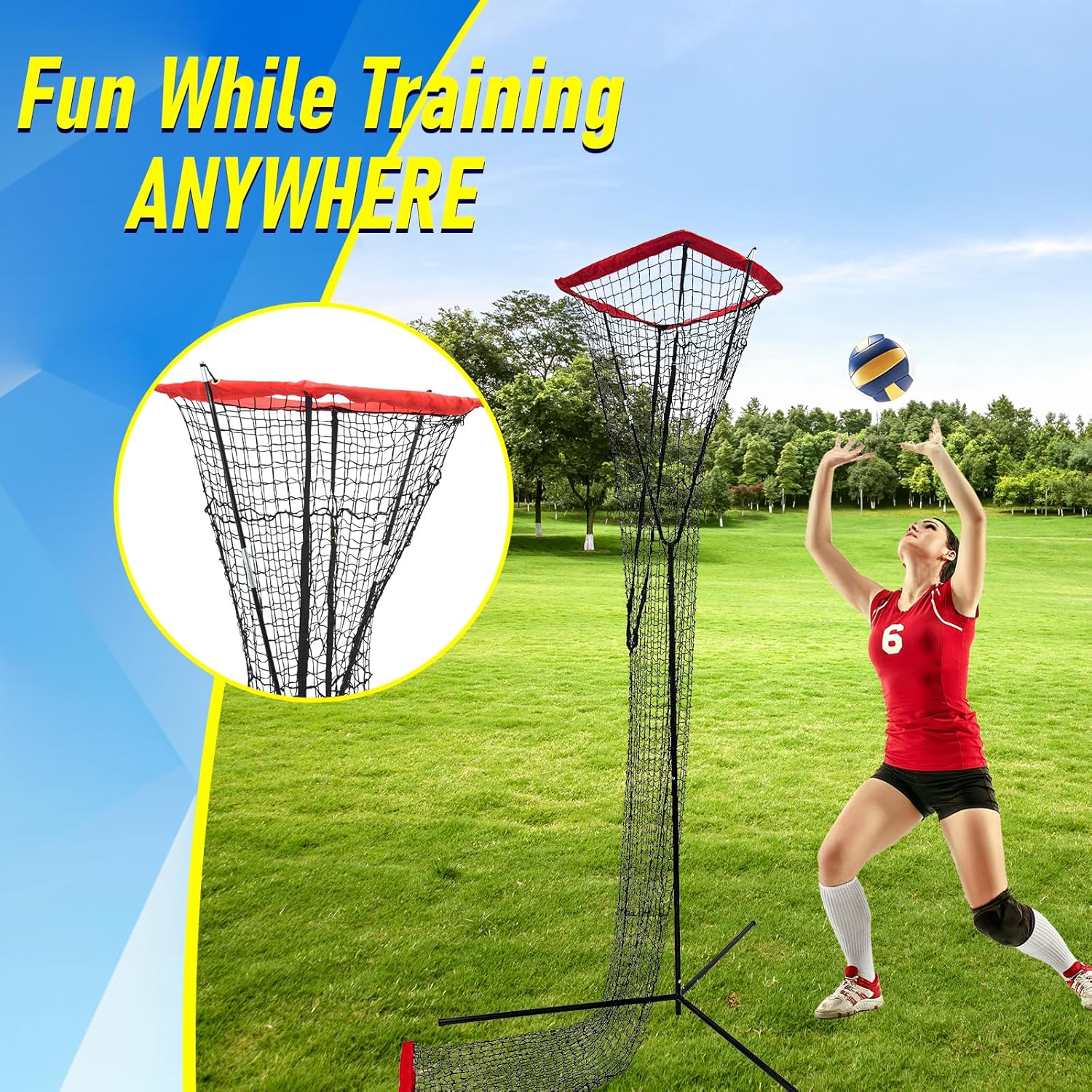 Volleyball Setter Trainer Net, Adjustable Height Volleyball Setter Training Equipment Great for Indoor and Outdoor Practice, Volleyball Rebounder Ideal for Serving, Spiking, Setting-4