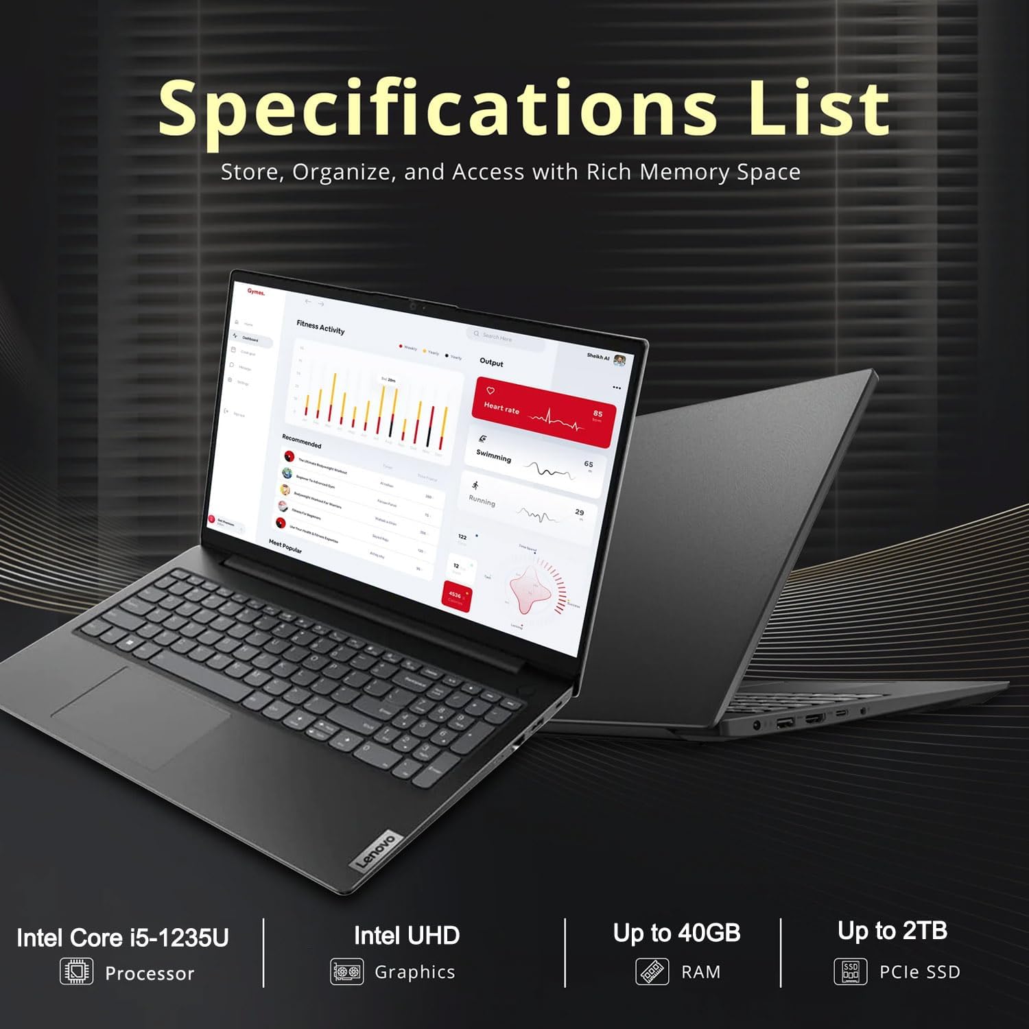 Lenovo V-Series V15 Business Traditional Laptop, 15.6" FHD Display, Intel Core i5-1235U, 16GB RAM, 512GB SSD, Webcam, Numeric Keypad, HDMI, RJ45, Wi-Fi, Windows 11 Pro, Black-1