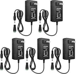 inShareplus 5 Pack DC 24V Power Supply, 100-240V AC to DC 24 Volt 3A 72W LED Driver, Low Voltage Transformer with 5.5mm x 2.1mm DC Plug, Wall Adapter for 24V LED Strip Light, CCTV Camera