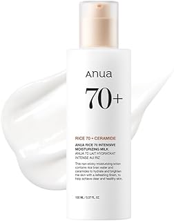 ANUA Rice 70 Intensive Moisturizing Milk, Lotion for Deep Hydration and Nourishing, Glowy Glass Skin, Rice Water, Niacinamide, Ceramides, Lightweight, Korean Skincare, 150ml/ 5.07 fl.oz.