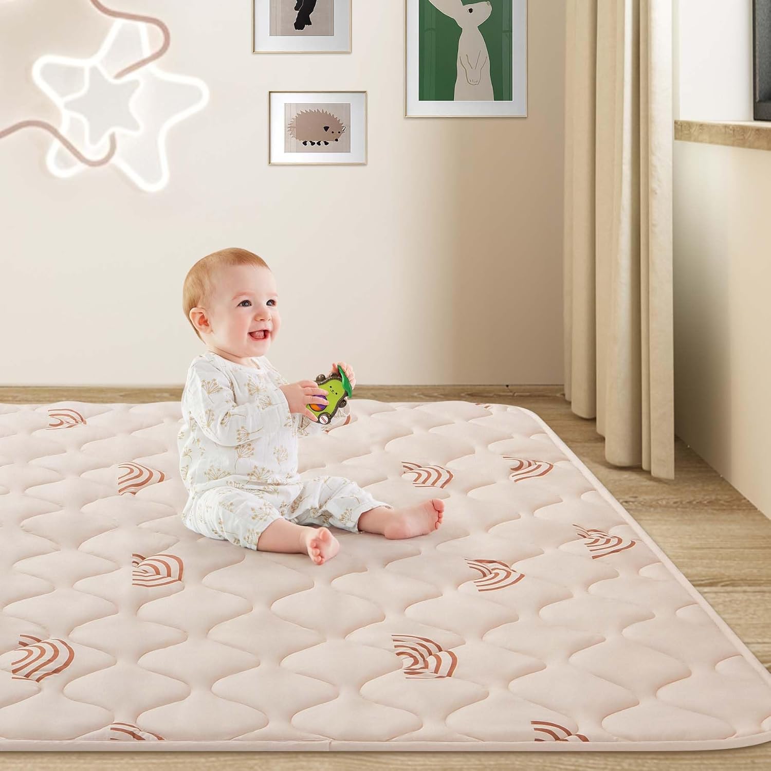 Premium Foam Baby Play Mat, 50"x50" One-Piece Crawing Mat for Floor, Non-Slip Baby Playmat for Babies, Toddlers and Infants-3