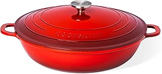 Dutch Oven Pot with Lid – Non Stick Dutch Oven for Sourdough Bread Baking – Cast Aluminum Cooking Pot – Oven Safe Stock Pot – 5.5-Quart, 12 Inch, Red – by Nuovva