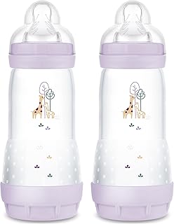 MAM Easy Start Anti-Colic Baby Bottle, Fast Flow, Breastfeeding-Like Silicone Nipple Bottle, Reduces Colic, Gas, & Reflux, Easy-to-Clean, BPA-Free, Vented Baby Bottles for Newborns, 4 Plus Months