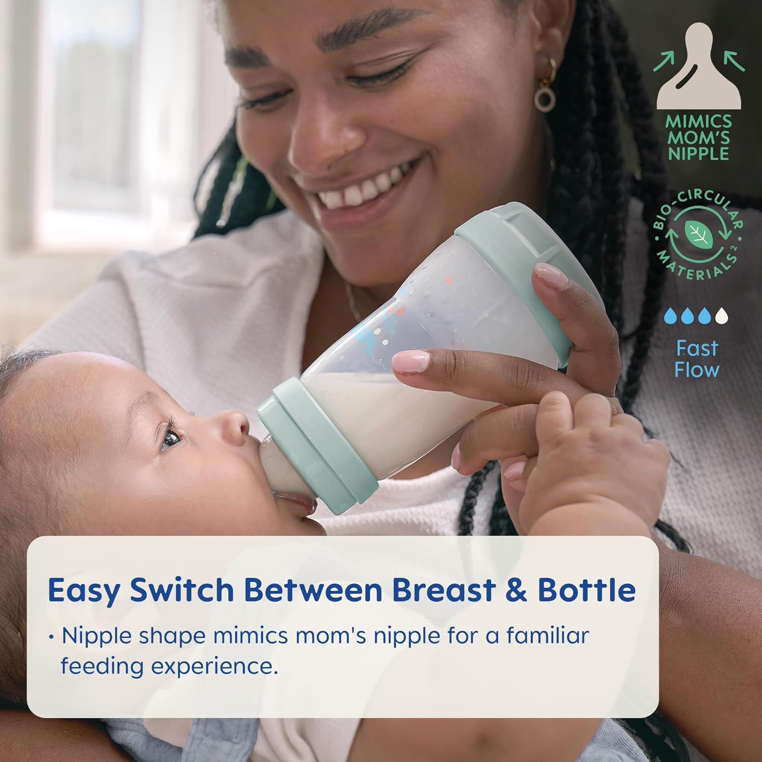 MAM Easy Start Anti-Colic Baby Bottle, Fast Flow, Breastfeeding-Like Silicone Nipple Bottle, Reduces Colic, Gas, & Reflux, Easy-to-Clean, BPA-Free, Vented Baby Bottles for Newborns, 4 Plus Months-3