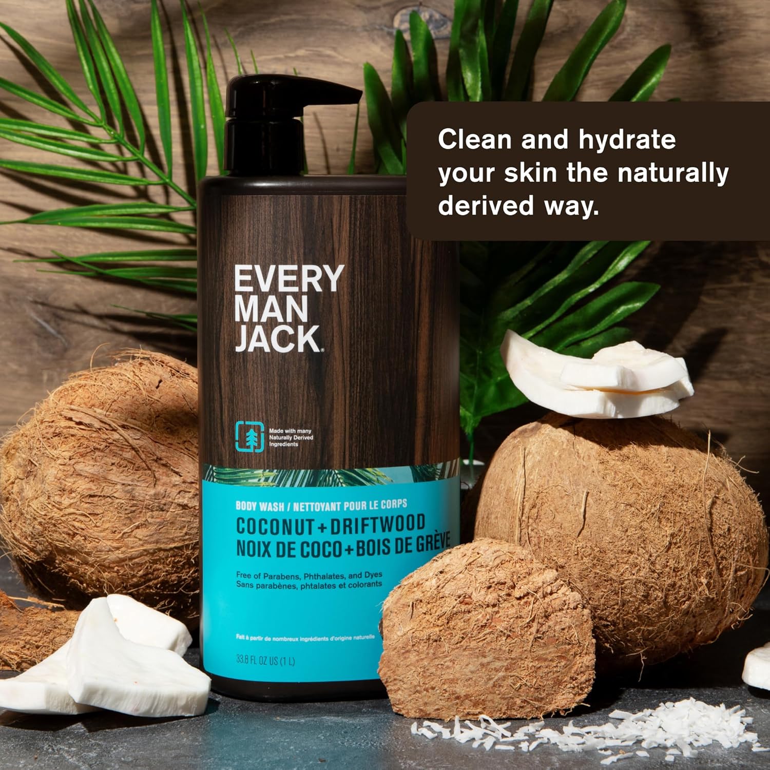 Every Man Jack Coconut + Driftwood Mens Body Wash for All Skin Types - Cleanse, Hydrate, and Smell Great - Free of Parabens, Phtalates, and Dyes - 33.8 fl oz (2 Pack)-2