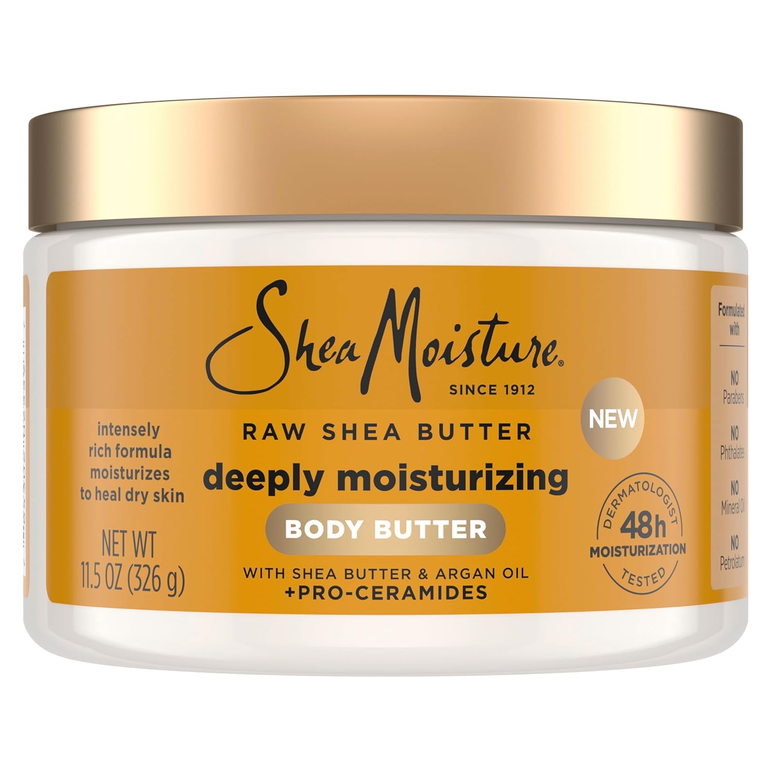 SheaMoisture Deeply Moisturizing Body Butter with Raw Shea Butter, Argan Oil and Pro-Ceramides, Rich Hydration & Healing of Dry Skin, 48H Moisturizing 11.5 oz-0