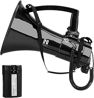 75w Megaphone Bullhorn, Loud Speaker with AUX(3.5mm), USB and Bluetooth Input, Built-in Siren and Recording- Rechargeable Battery-for Outdoors, Police