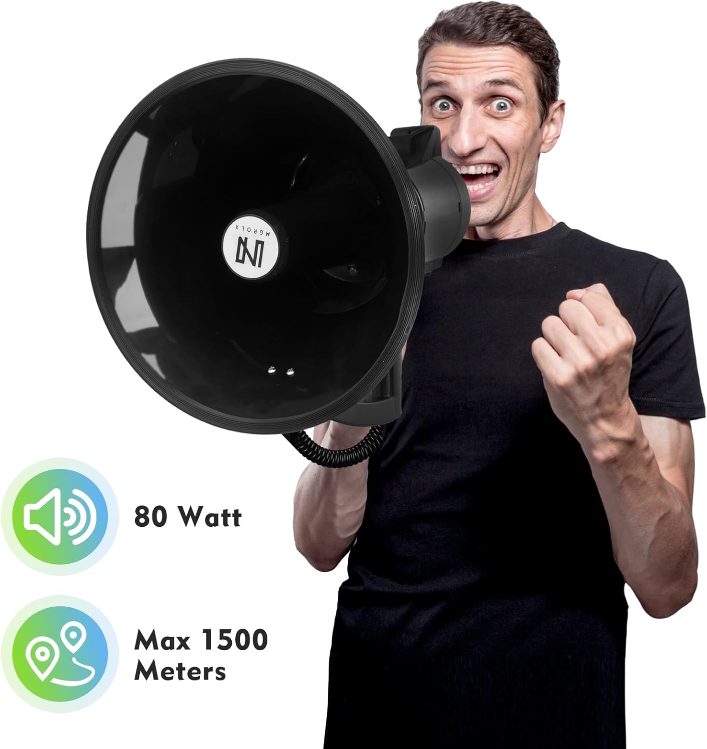 75w Megaphone Bullhorn, Loud Speaker with AUX(3.5mm), USB and Bluetooth Input, Built-in Siren and Recording- Rechargeable Battery-for Outdoors, Police-4