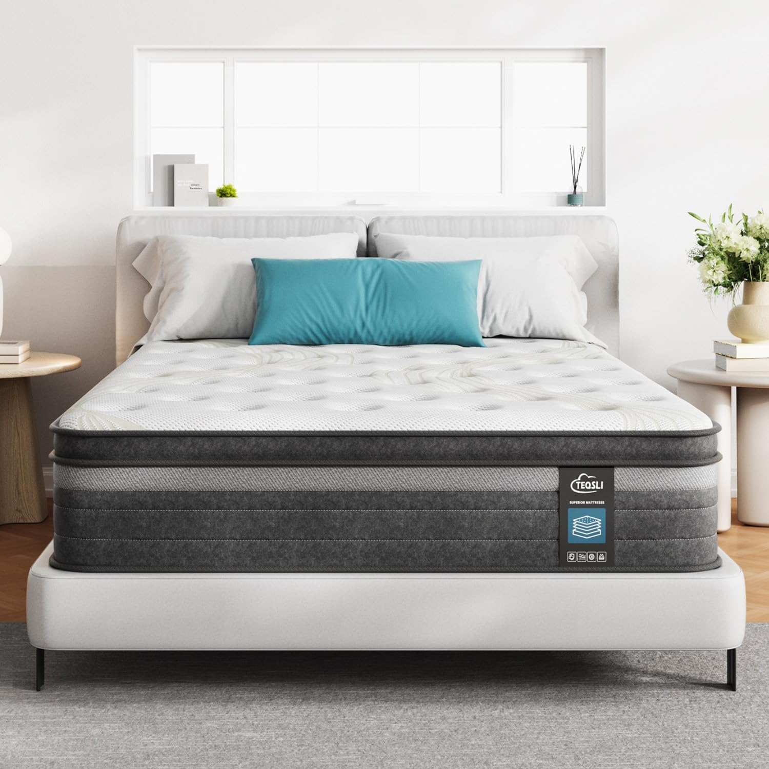 TeQsli Queen Mattress, 12 Inch Queen Mattress Hybrid, Gel Memory Foam with Queen Size Mattress in a Box & Individually Pocketed Springs for Pressure Relief-0