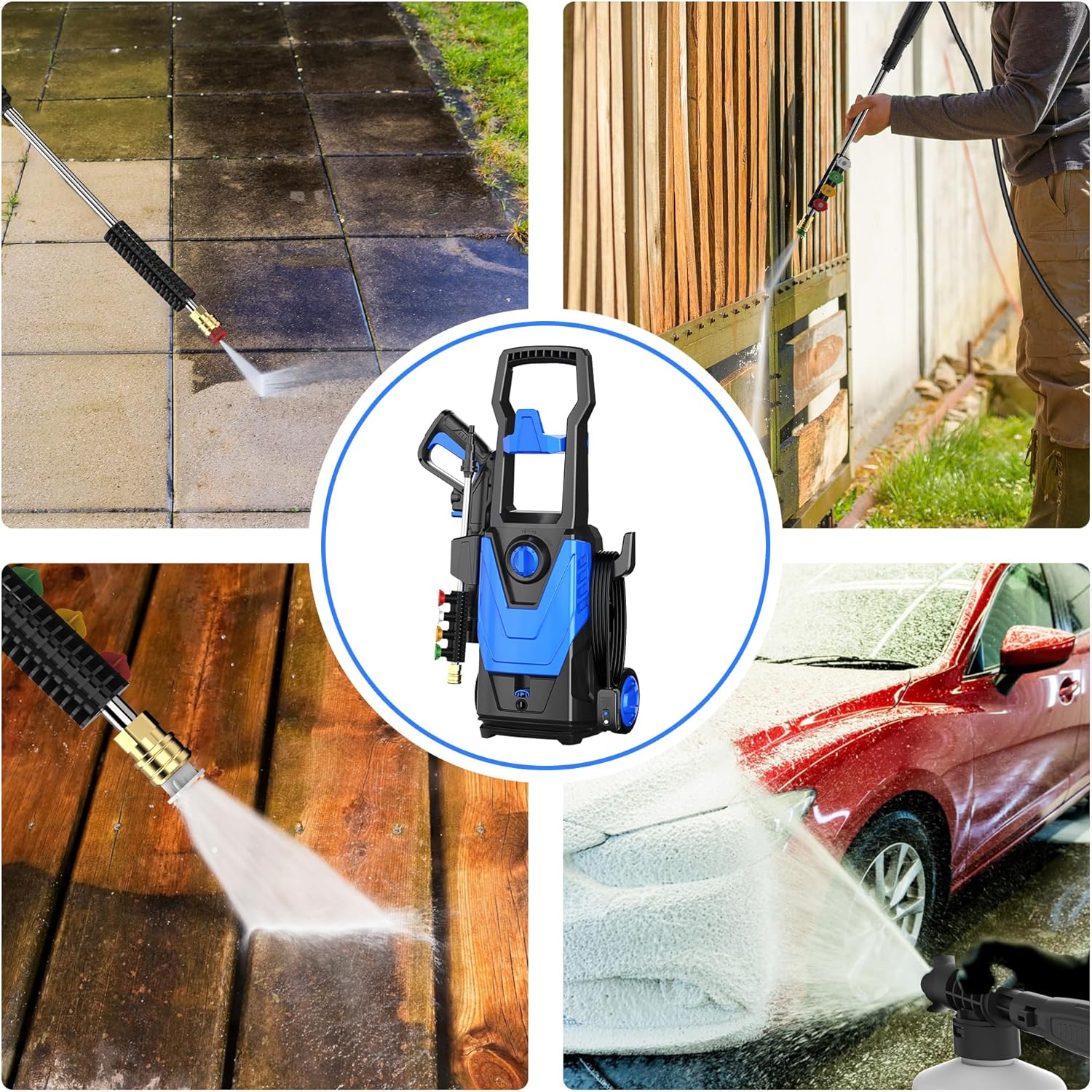 Electric Pressure Washer - 4200PSI Max 2.8GPM Power Washer Electric Powered with 20FT Hose, 4 Nozzles, Foam Cannon, High Pressure Cleaner Machine for Cars, Patios, Driveways-6