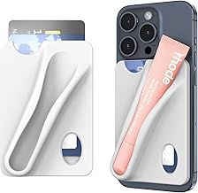 DOB SECHS Silicone Lip Holder with Card Holder Compatible with Rhode Lipstick Lip Glaze Phone Case Back Stick On Holder for iPhone and Android Smartphones （Grey, Small）