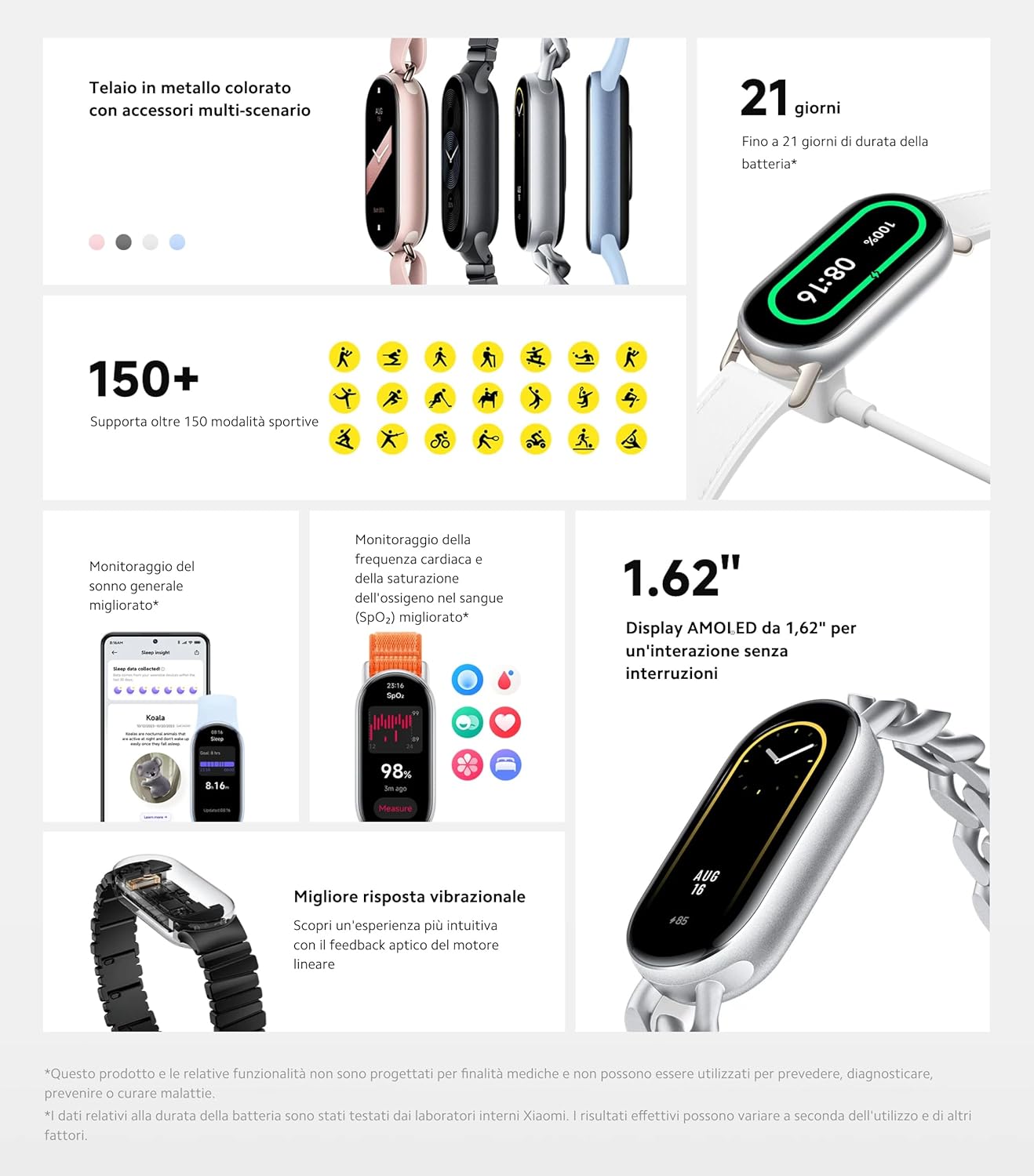 Xiaomi Smart Band 9 Global Version (2024) 1.62" Amoled Display | 233 mAh Battery | up to 21 Days of Battery Life | Over 150 Workout Modes | BT 5.4 | 50M Water Resistant -Arctic Blue-2