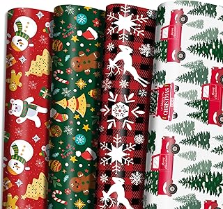 OHOME Christmas Wrapping Paper - Christmas Decorations | Christmas Gift Bags | Red, Green and White Christmas Tissue Paper -Christmas Gifts for Kids Men Women | Christmas Party Favors,29" x 42"