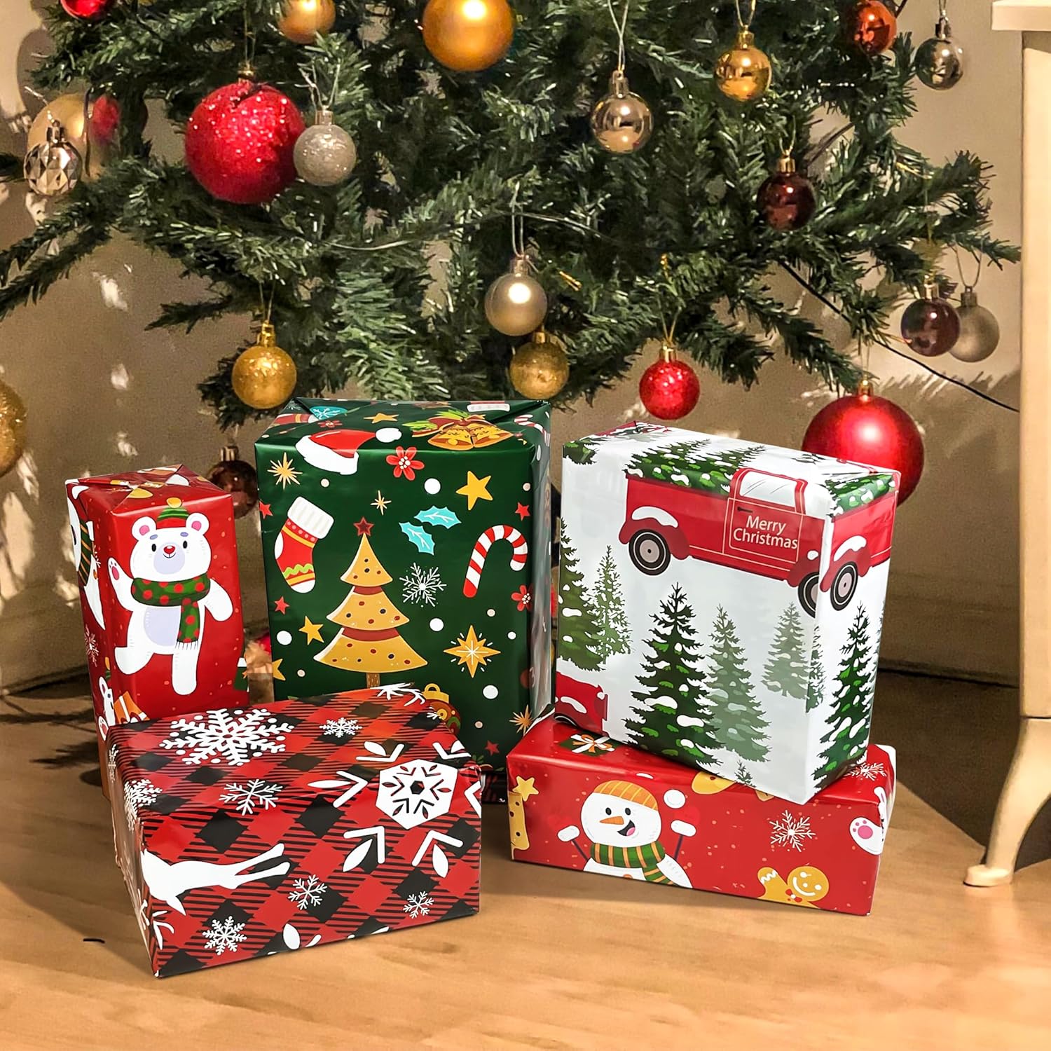 OHOME Christmas Wrapping Paper - Christmas Decorations | Christmas Gift Bags | Red, Green and White Christmas Tissue Paper -Christmas Gifts for Kids Men Women | Christmas Party Favors,29" x 42"-6