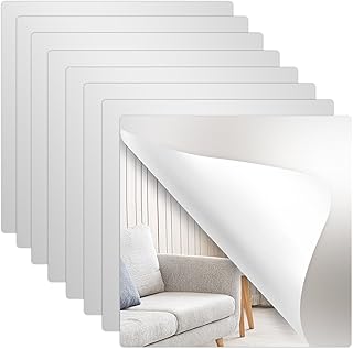 Elffloor Wall Mirror Tiles,Self-Adhesive Mirror Stickers for Frameless Home Mirrors,Flexible Mirrors for Wall Bedrooms 11.8'' x 11.8''x 8Pcs