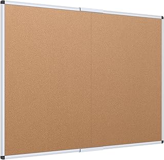 VIZ-PRO Cork Bulletin Board/Foldable Noticeboard, 36 X 24 Inches, Silver Aluminium Frame