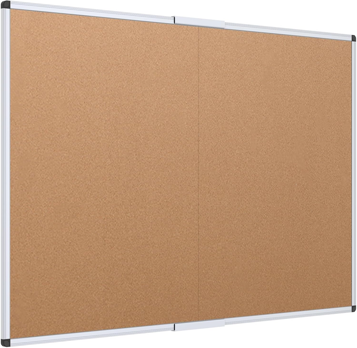 VIZ-PRO Cork Bulletin Board/Foldable Noticeboard, 36 X 24 Inches, Silver Aluminium Frame-0