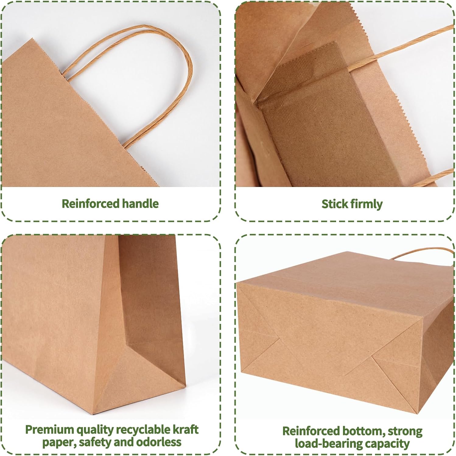 Moretoes 120pcs Brown Paper Bags with Handles, 7.1x3.6x9.3in, Gift Bags Medium Size, Shopping Bags, Kraft Bags, Retail Bags, Kraft Paper Bags for Party, Businesses-2