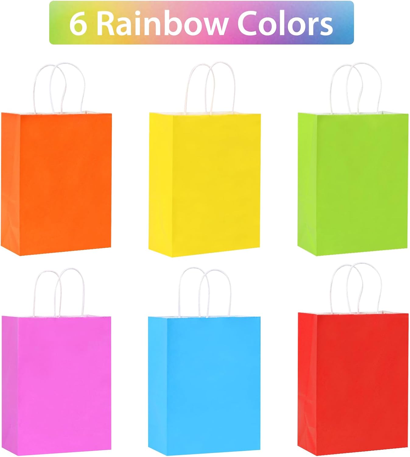 Moretoes 36pcs Paper Gift Bags, 5.9 x 3.15 x 8.25 Inch Party Favor Bags, Small Goodie Bags Gift Bags with Handles for Kids Birthday, Shower, Crafts, Christmas Party Supplies (6 Colors)-2